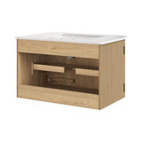 Paloma 30" Wall-Mount Bathroom Vanity with Marble Sink in Natural