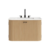 Paloma 30" Wall-Mount Bathroom Vanity with Marble Sink in Natural