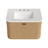 Paloma 30" Wall-Mount Bathroom Vanity with Marble Sink in Natural