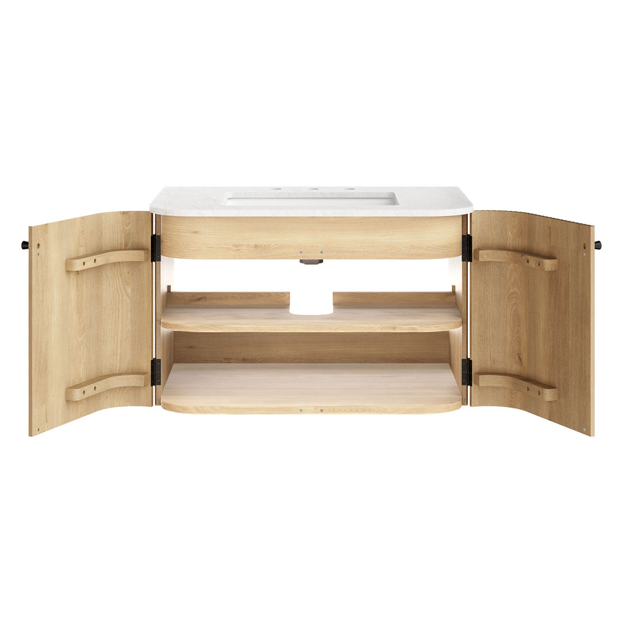 Paloma 30" Wall-Mount Bathroom Vanity with Marble Sink in Natural