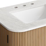 Paloma 30" Wall-Mount Bathroom Vanity with Marble Sink in Natural