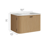 Paloma 30" Wall-Mount Bathroom Vanity with Marble Sink in Natural