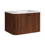Paloma 30" Wall-Mount Bathroom Vanity with Marble Sink in Walnut