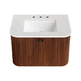 Paloma 30" Wall-Mount Bathroom Vanity with Marble Sink in Walnut