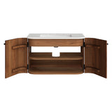 Paloma 30" Wall-Mount Bathroom Vanity with Marble Sink in Walnut