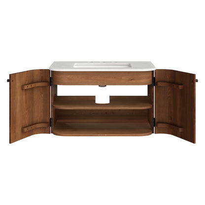 Zia 30" Wall-Mount Bathroom Vanity with Marble Sink by Furniture For America