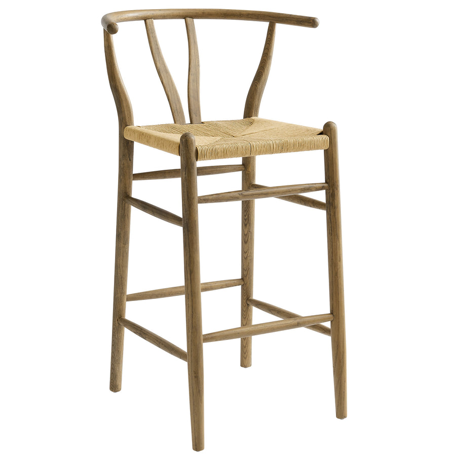 Sisal Wood Bar Stool in Weathered Gray Teak