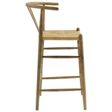 Sisal Wood Bar Stool in Weathered Gray Teak