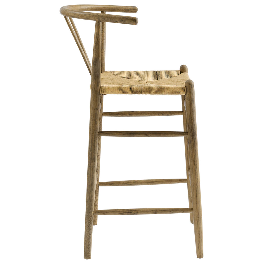 Sisal Wood Bar Stool in Weathered Gray Teak