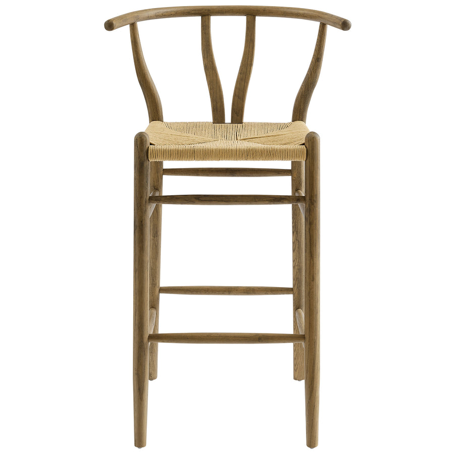 Sisal Wood Bar Stool in Weathered Gray Teak