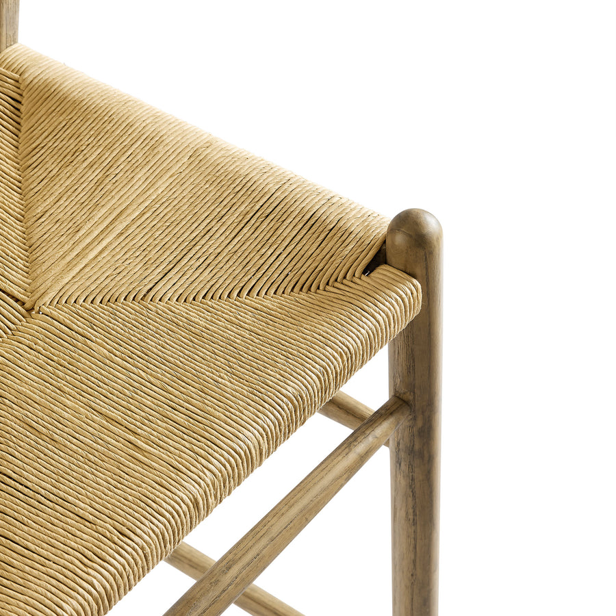 Sisal Wood Bar Stool in Weathered Gray Teak