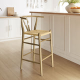 Sisal Wood Bar Stool in Weathered Gray Teak