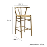 Sisal Wood Bar Stool in Weathered Gray Teak