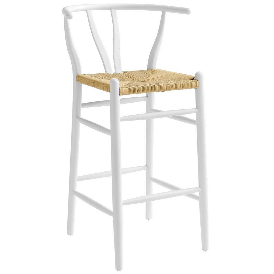 Sisal Wood Bar Stool in White