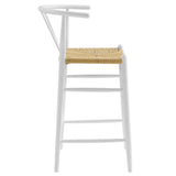Sisal Wood Bar Stool in White