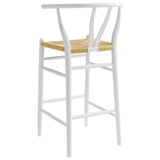 Sisal Wood Bar Stool in White