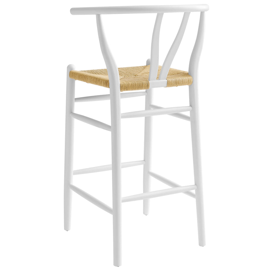 Sisal Wood Bar Stool in White