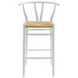 Sisal Wood Bar Stool in White