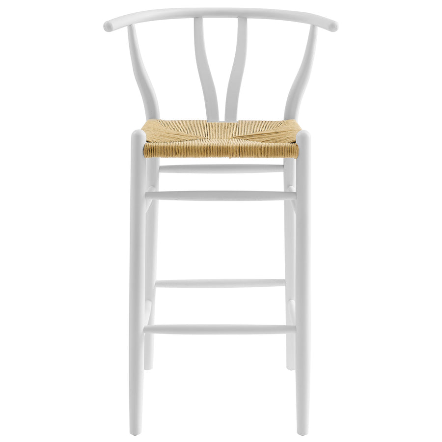Sisal Wood Bar Stool in White