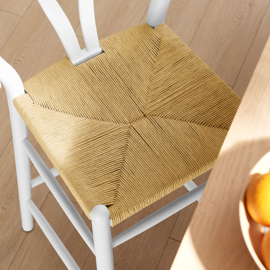 Sisal Wood Bar Stool in White