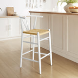 Sisal Wood Bar Stool in White