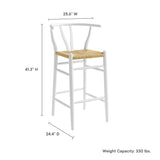 Sisal Wood Bar Stool in White