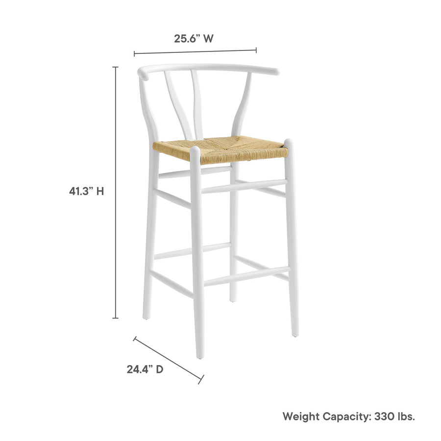 Sisal Wood Bar Stool in White
