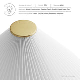 Zedoary Wooden Base Table Lamp With Pleated Fabric Shade in Walnut