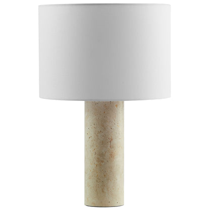 Zenith Travertine Table Lamp With Fabric Drum Shade by Furniture for America