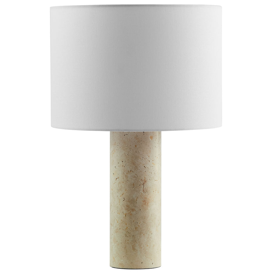 Malung Travertine Table Lamp With Fabric Drum Shade in Travertine