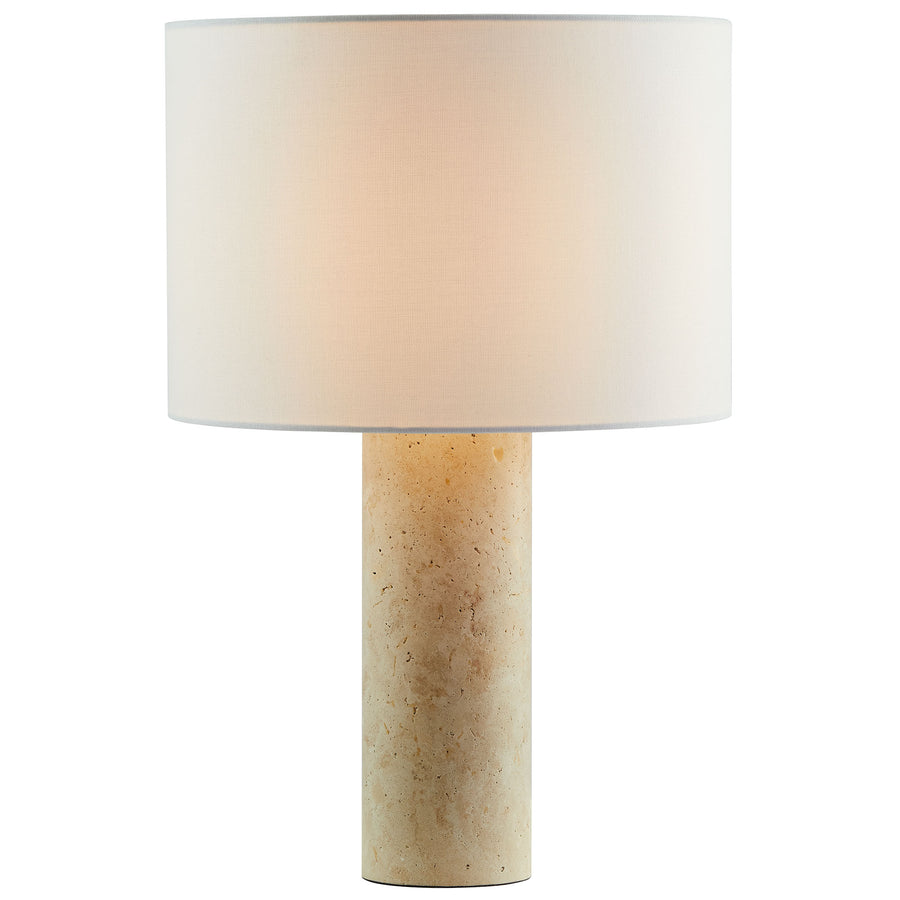 Malung Travertine Table Lamp With Fabric Drum Shade in Travertine
