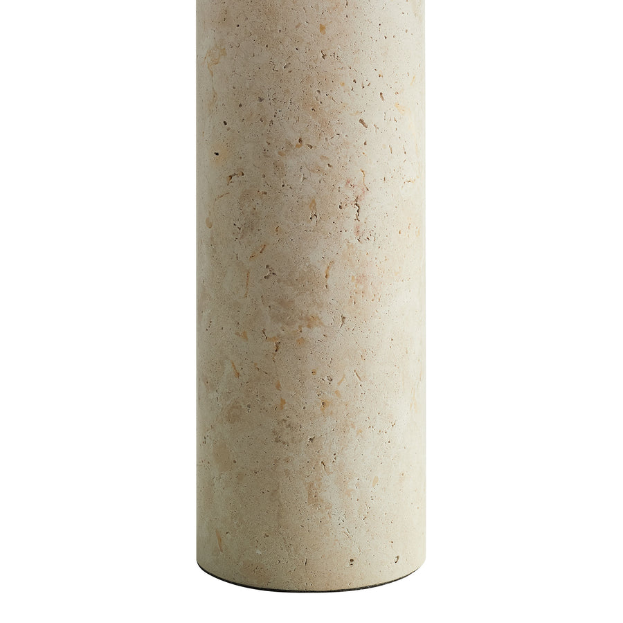 Malung Travertine Table Lamp With Fabric Drum Shade in Travertine