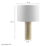 Malung Travertine Table Lamp With Fabric Drum Shade in Travertine