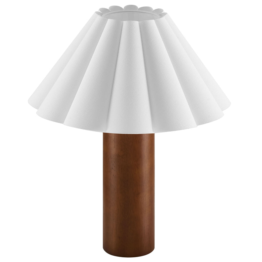 Solveig Wood Table Lamp With Pleated Petal Shade in Walnut