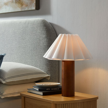 Flora Wood Table Lamp With Pleated Petal Shade by Furniture For America