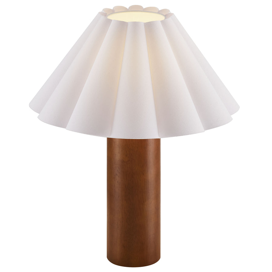 Solveig Wood Table Lamp With Pleated Petal Shade in Walnut