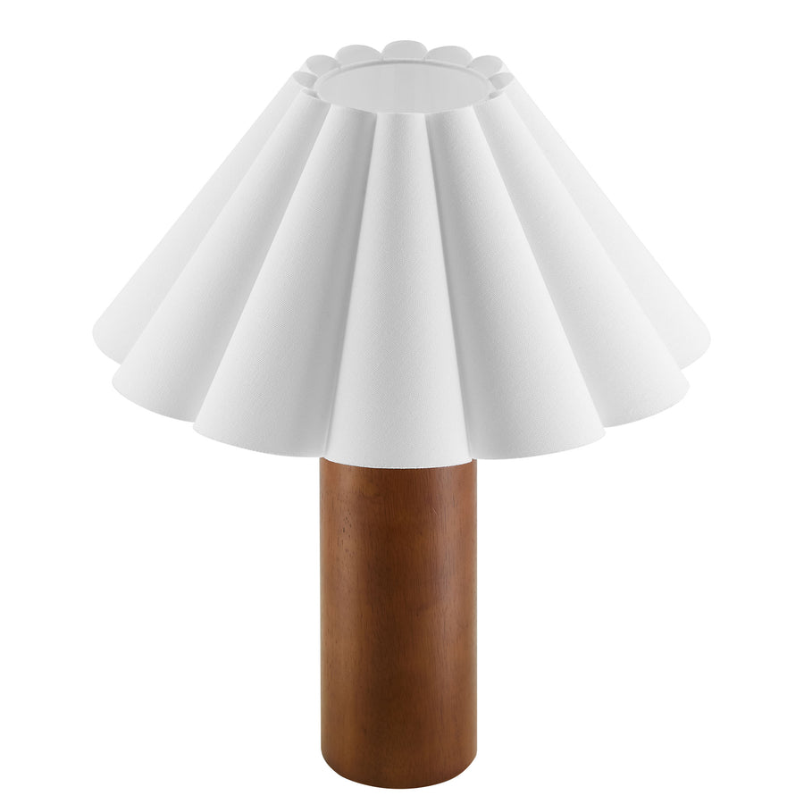 Solveig Wood Table Lamp With Pleated Petal Shade in Walnut