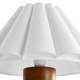 Solveig Wood Table Lamp With Pleated Petal Shade in Walnut