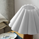 Solveig Wood Table Lamp With Pleated Petal Shade in Walnut
