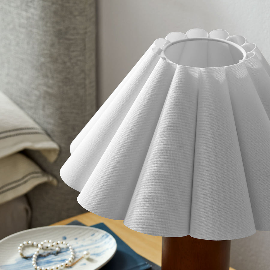 Solveig Wood Table Lamp With Pleated Petal Shade in Walnut
