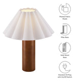 Solveig Wood Table Lamp With Pleated Petal Shade in Walnut
