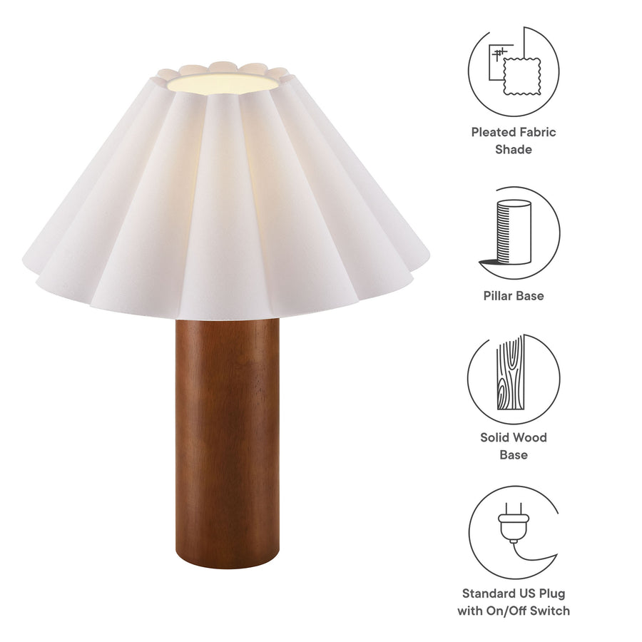 Solveig Wood Table Lamp With Pleated Petal Shade in Walnut