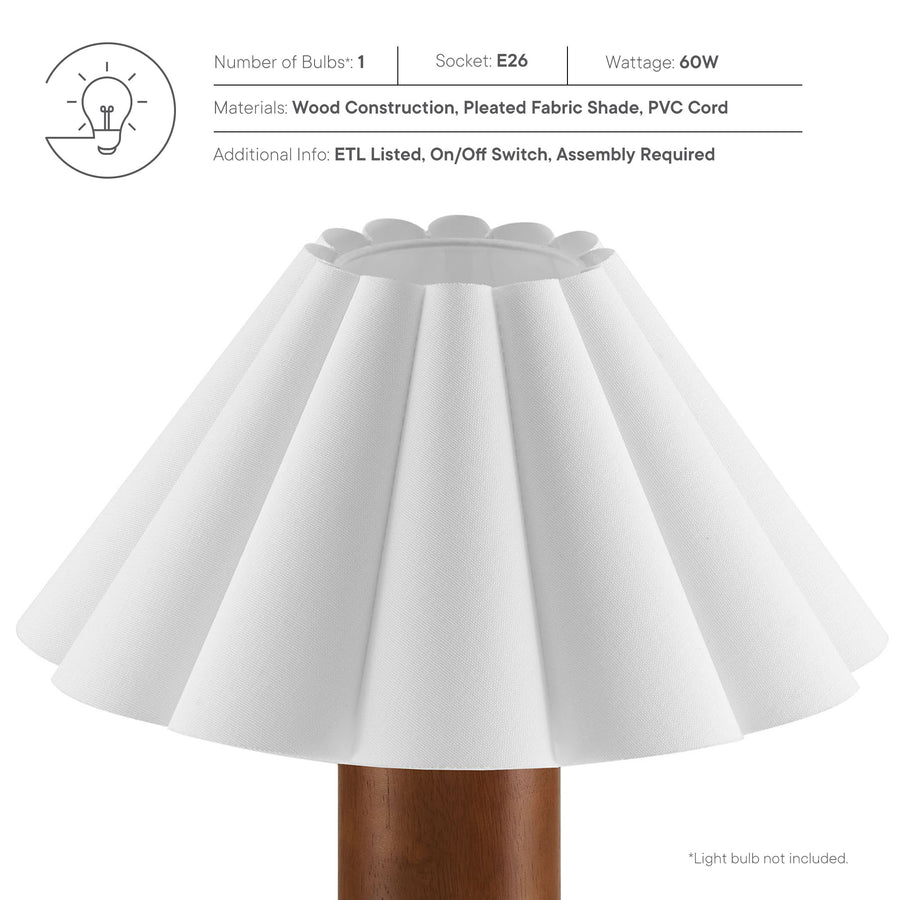Solveig Wood Table Lamp With Pleated Petal Shade in Walnut
