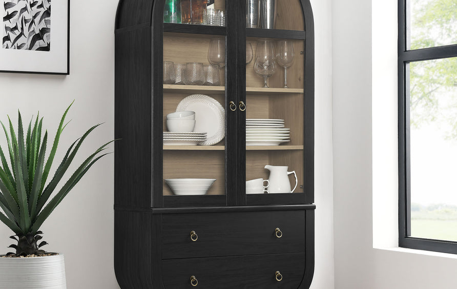 Lofoten Arched Display Cabinet in Black Light Oak
