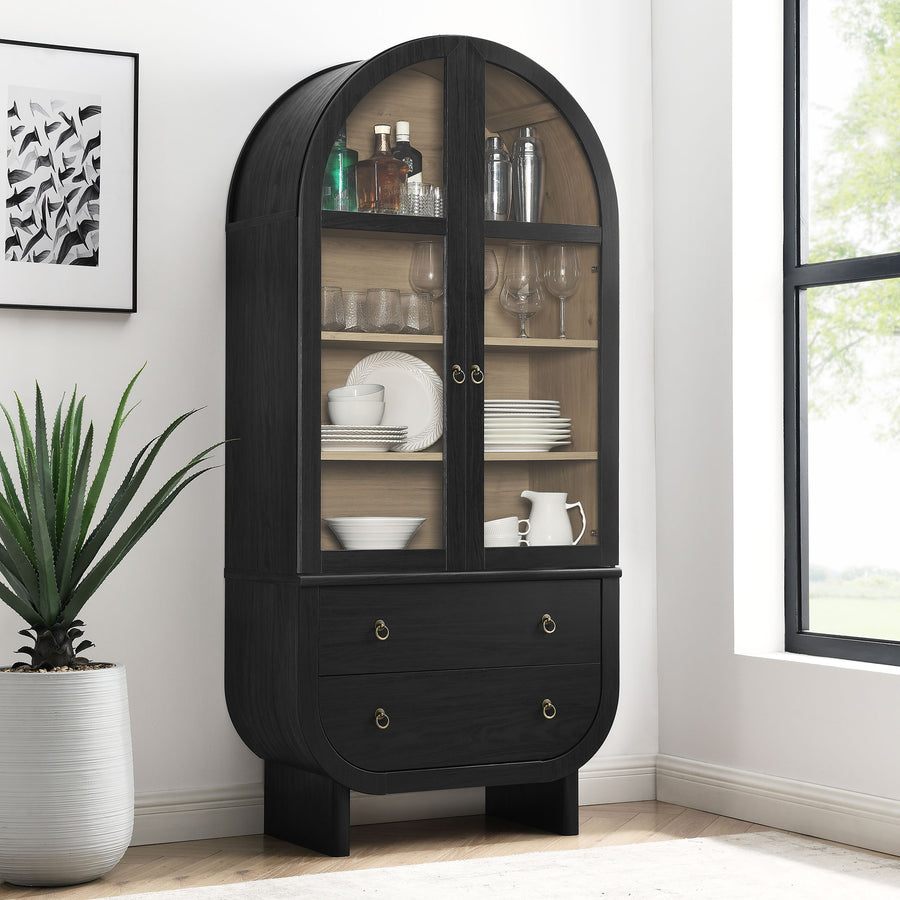 Lofoten Arched Display Cabinet in Black Light Oak