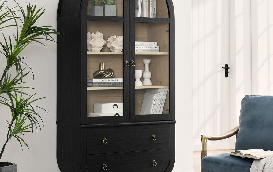 Lofoten Arched Display Cabinet in Black Light Oak