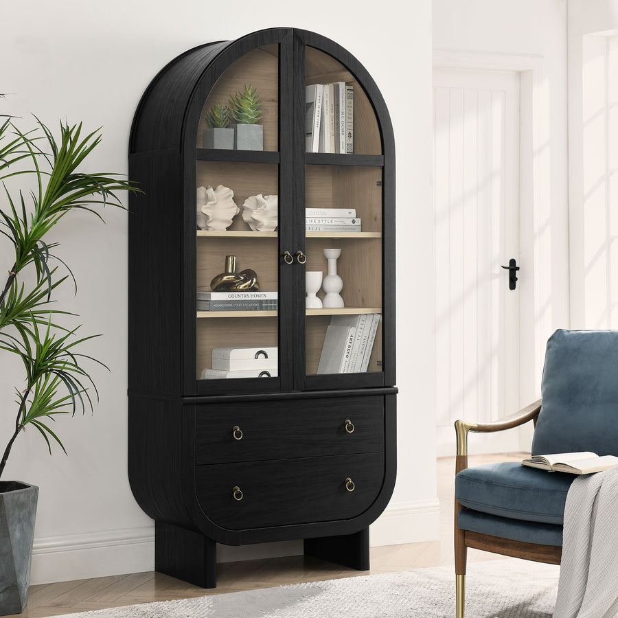 Lofoten Arched Display Cabinet in Black Light Oak