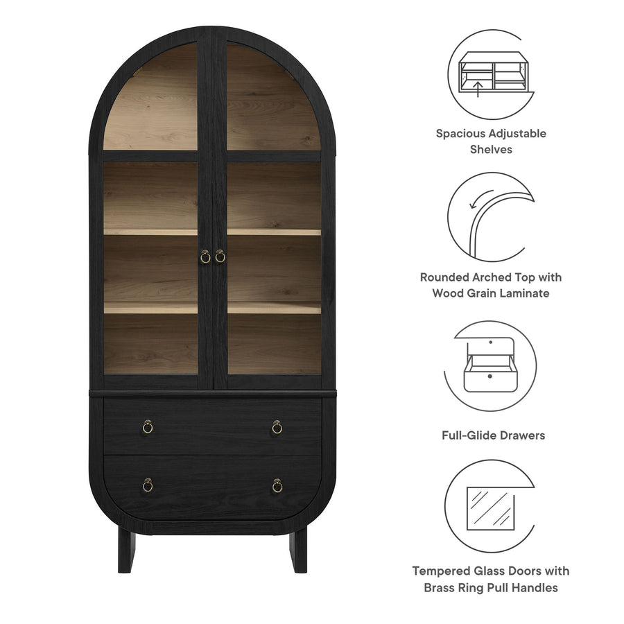Lofoten Arched Display Cabinet in Black Light Oak