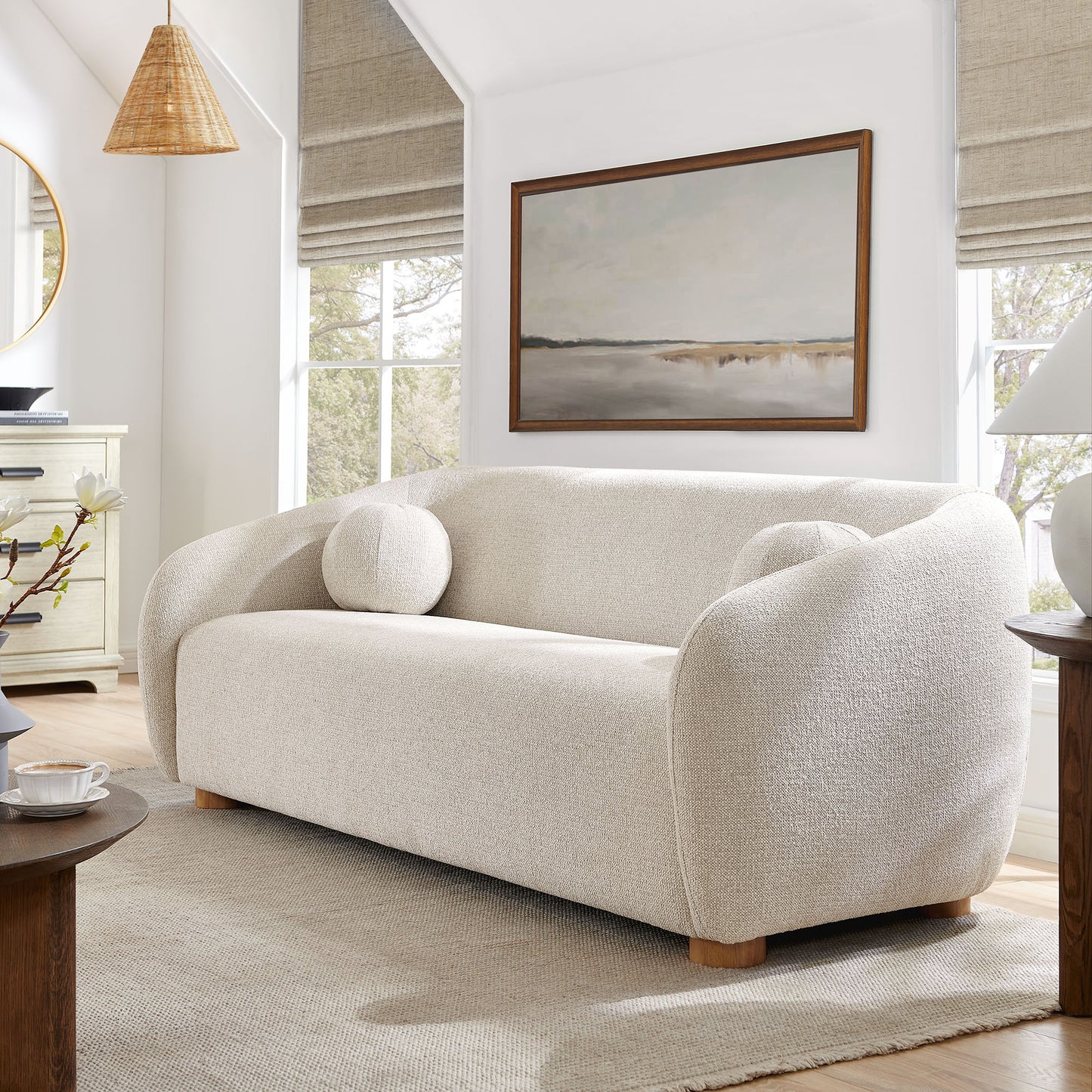 Niko 85" Chenille Fabric Sofa in Dove Gray