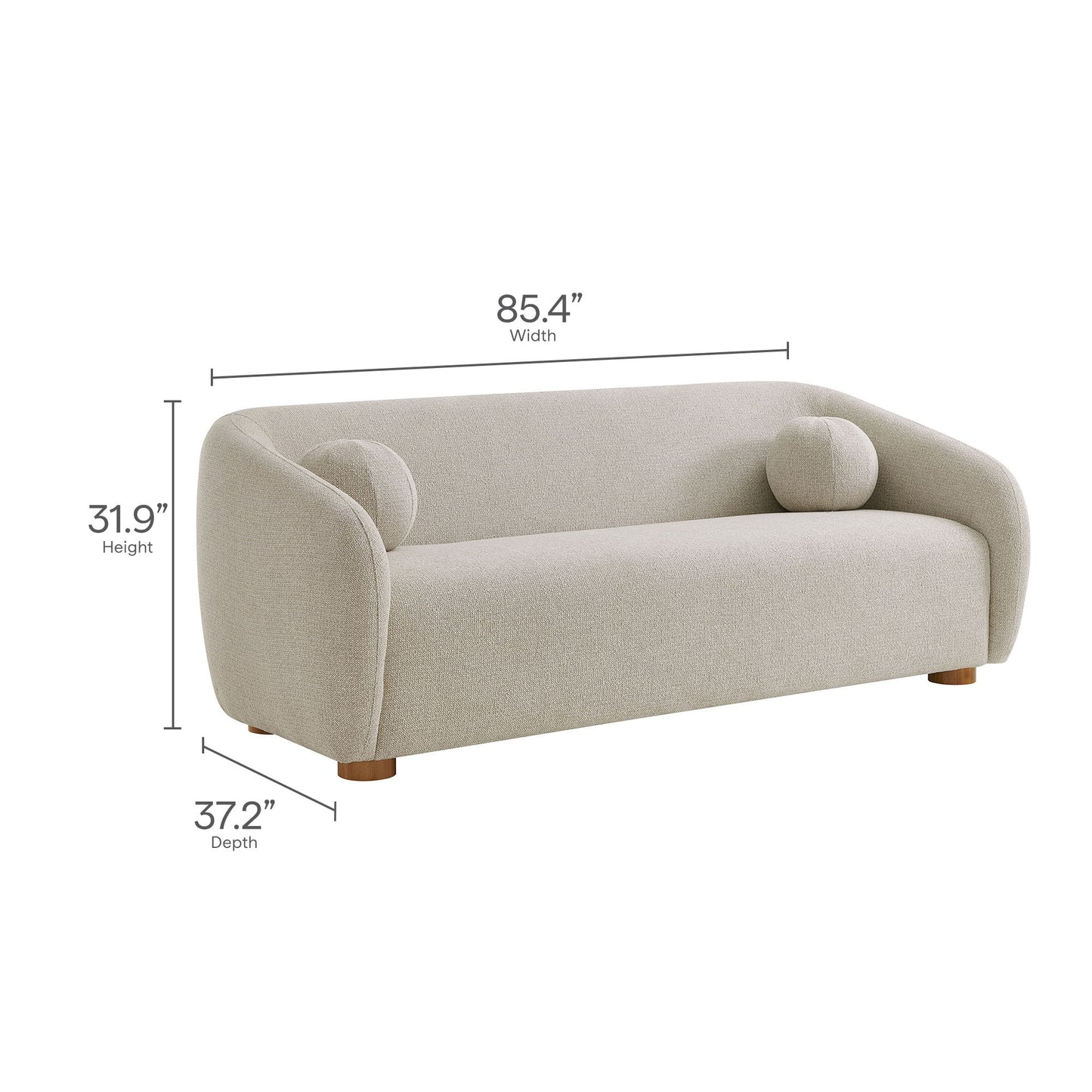 Niko 85" Chenille Fabric Sofa in Dove Gray